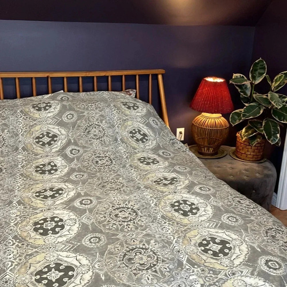 Pottery Barn Jacquelyn medallion organic sateen full queen  duvet cover - Picture 3 of 12